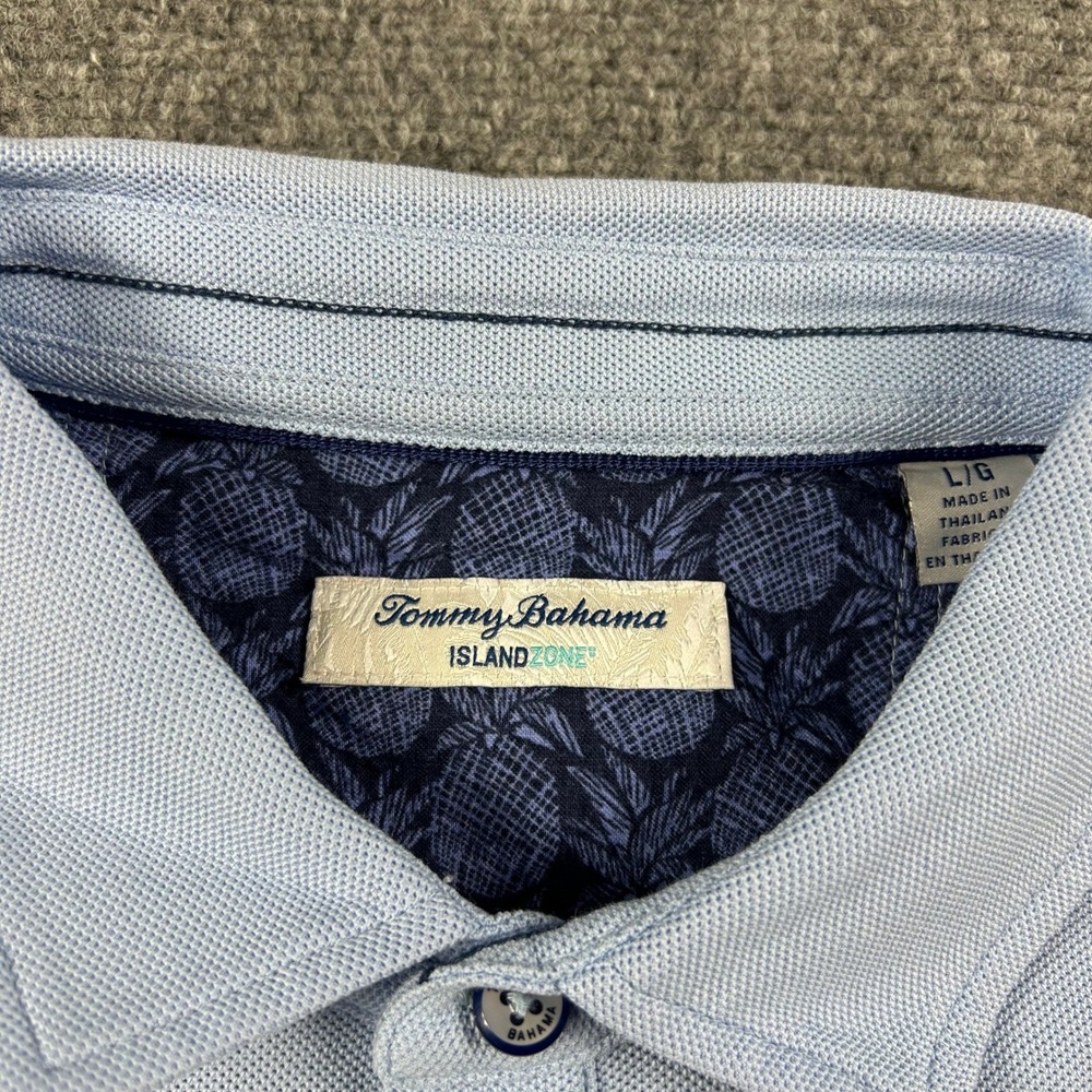 Tommy Bahama Polo Shirt Mens Large Blue IslandZone Short Sleeve Marlin Golf - Picture 3 of 6